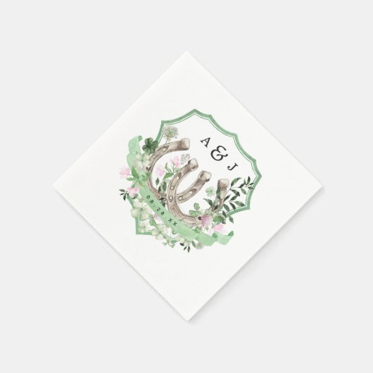 Serviette En Papier Monogramme | Mariage botanique en fer à cheval (Coin)