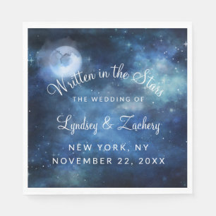 Serviette En Papier Monogramme Mariage céleste de Pleine lune lunaire