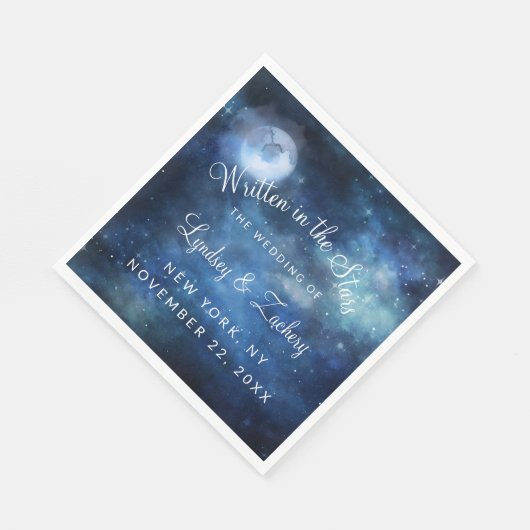 Serviette En Papier Monogramme Mariage céleste de Pleine lune lunaire (Coin)