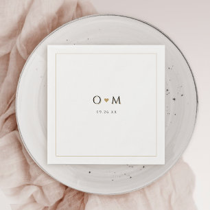 Serviette En Papier Monogramme Mariage classique moderne simple et élé