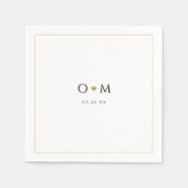Serviette En Papier Monogramme Mariage classique moderne simple et élé (Devant)