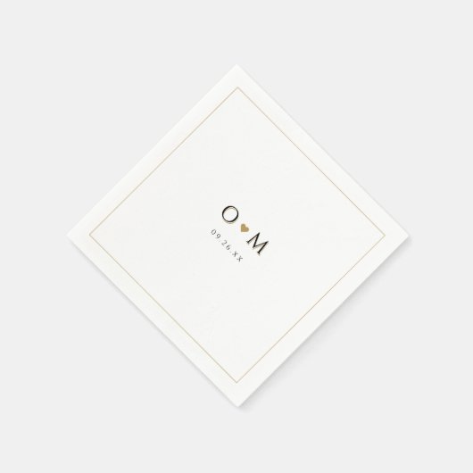 Serviette En Papier Monogramme Mariage classique moderne simple et élé (Coin)