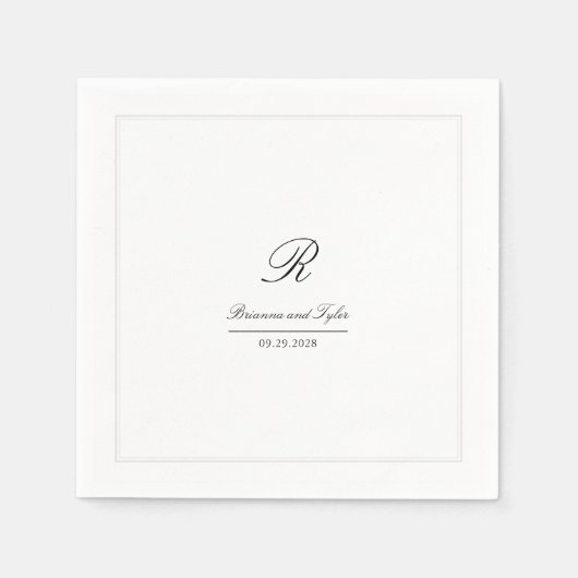 Serviette En Papier Monogramme Mariage classique simple et élégant (Devant)