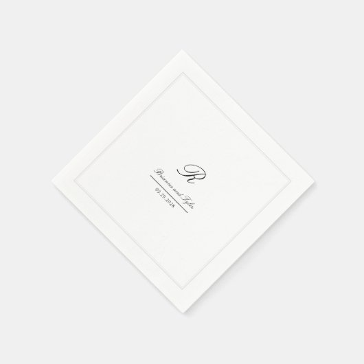 Serviette En Papier Monogramme Mariage classique simple et élégant (Coin)