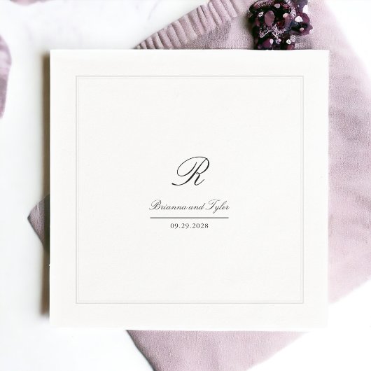 Serviette En Papier Monogramme Mariage classique simple et élégant