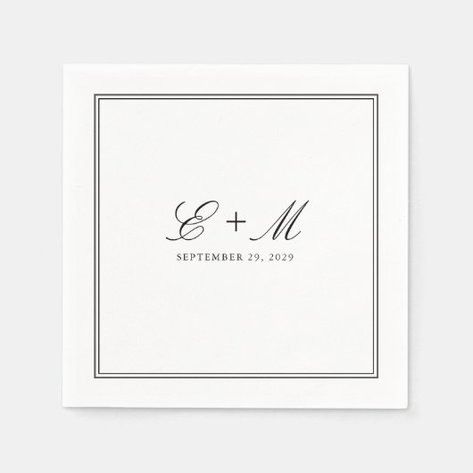 Serviette En Papier Monogramme Mariage classique simple et élégant (Devant)