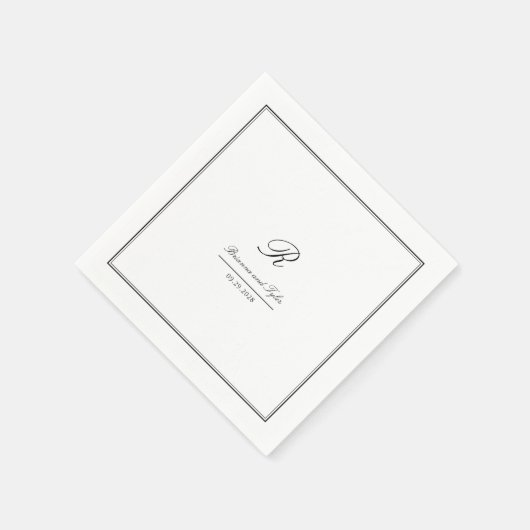 Serviette En Papier Monogramme Mariage classique simple et élégant (Coin)
