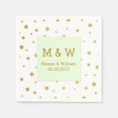 Serviette En Papier Monogramme Mariage Confetti Vert Mint (Devant)