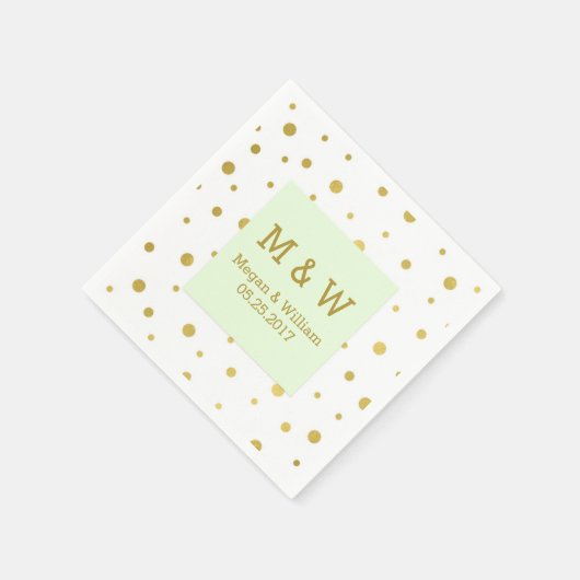 Serviette En Papier Monogramme Mariage Confetti Vert Mint (Coin)