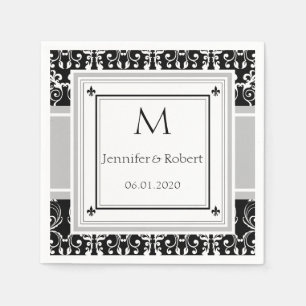 Serviette En Papier Monogramme Mariage damassé Napkin