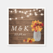 Serviette En Papier Monogramme Mariage de automne rustique Lumières à  (Devant)