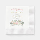 Serviette En Papier Monogramme Mariage de Boho rose vif (Devant)