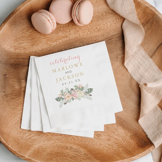 Serviette En Papier Monogramme Mariage de Boho rose vif