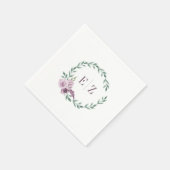 Serviette En Papier Monogramme Mariage de bois de feuillage floral vio (Coin)
