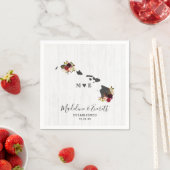 Serviette En Papier Monogramme Mariage de bois rustique Hawaii State (En situation)