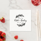 Serviette En Papier Monogramme Mariage de branche en gras (En situation)