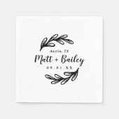 Serviette En Papier Monogramme Mariage de branche en gras (Devant)