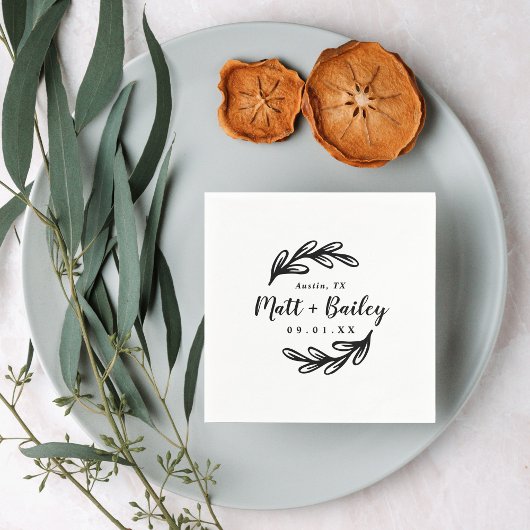 Serviette En Papier Monogramme Mariage de branche en gras