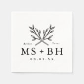 Serviette En Papier Monogramme Mariage de branches rustiques (Devant)