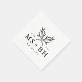 Serviette En Papier Monogramme Mariage de branches rustiques (Coin)