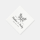 Serviette En Papier Monogramme Mariage de branches rustiques (Coin)