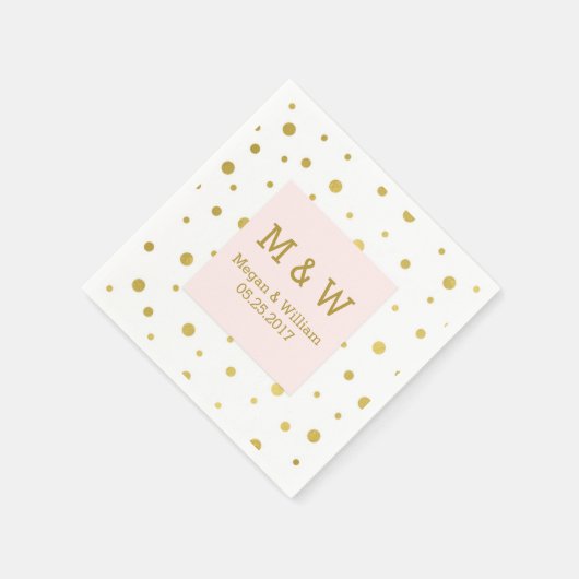 Serviette En Papier Monogramme Mariage de Confetti en or rose (Coin)