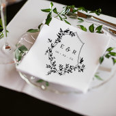 Serviette En Papier Monogramme Mariage de crête noire classique
