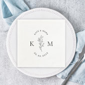 Serviette En Papier Monogramme Mariage de feuillage moderne