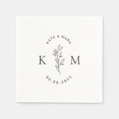 Serviette En Papier Monogramme Mariage de feuillage moderne (Devant)