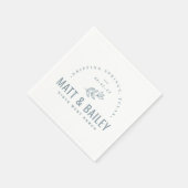 Serviette En Papier Monogramme Mariage de fleurs modernes | Dusty Blue (Coin)