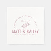 Serviette En Papier Monogramme Mariage de fleurs modernes | Mauve (Devant)