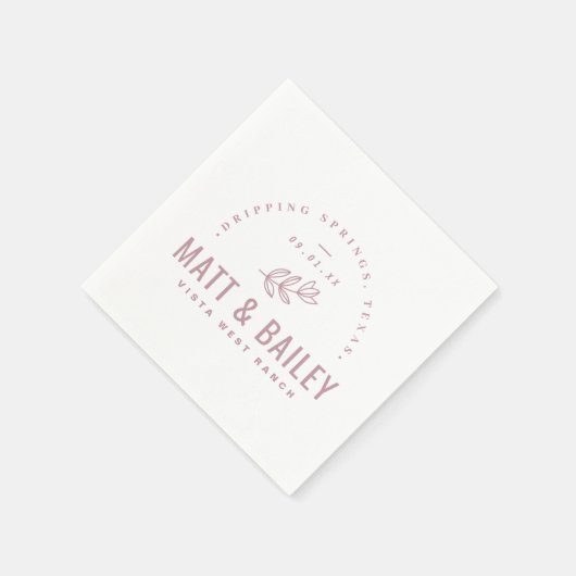 Serviette En Papier Monogramme Mariage de fleurs modernes | Mauve (Coin)