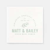 Serviette En Papier Monogramme Mariage de fleurs modernes | Sage (Devant)