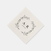 Serviette En Papier Monogramme Mariage de la vigne, Initiales de coupl (Coin)