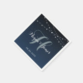 Serviette En Papier Monogramme Mariage de nuit étoilé bleu marine (Coin)