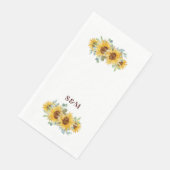 Serviette En Papier Monogramme Mariage de tournesol rustique (Coin)