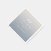 Serviette En Papier Monogramme Mariage doux Ombre Dusty Blue & Gardeni (Coin)