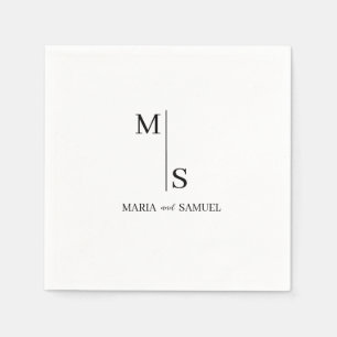 Serviette En Papier Monogramme mariage Élégant Simple Minimaliste