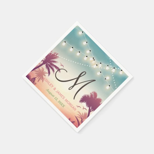 Serviette En Papier Monogramme Mariage extérieur d'été (Coin)