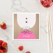 Serviette En Papier Monogramme Mariage floral Arche rose (En situation)