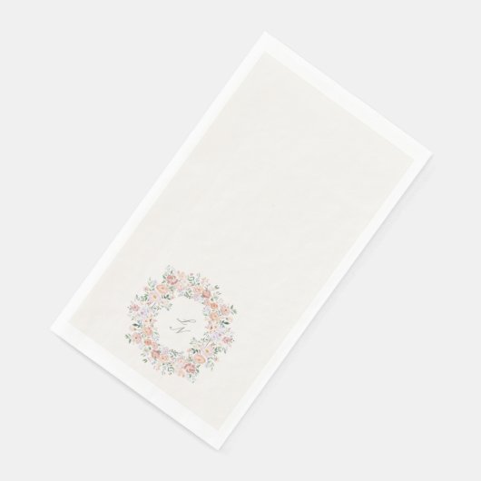 Serviette En Papier Monogramme Mariage Floral Crest (Coin)