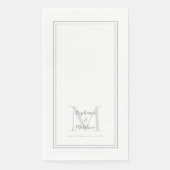 Serviette En Papier Monogramme Mariage moderne Noms et Dîner Gris Date (Devant)