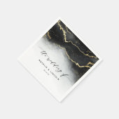 Serviette En Papier Monogramme Mariage Moody Noir Ombre Mist Ethereal (Coin)