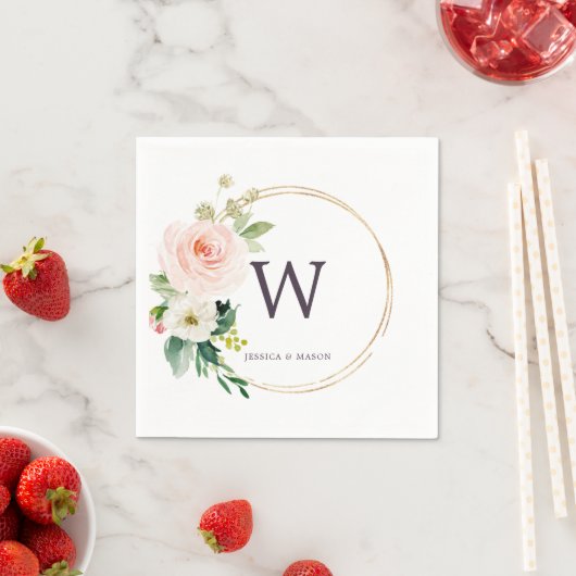 Serviette En Papier Monogramme Mariage Napkin Cocktail Napkins (En situation)