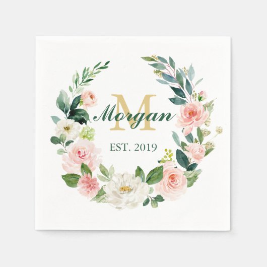 Serviette En Papier Monogramme Mariage Napkin établi (Devant)