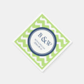 Serviette En Papier Monogramme Mariage Napkin Lime Blue Chevron person (Coin)
