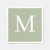 Serviette En Papier Monogramme Mariage Napkin Sage Design (Devant)