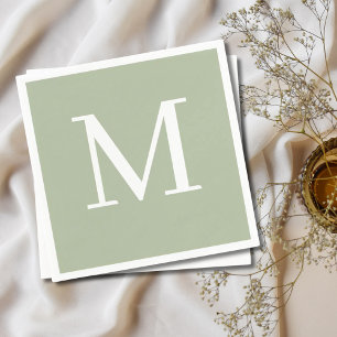 Serviette En Papier Monogramme Mariage Napkin Sage Design