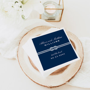 Serviette En Papier Monogramme Mariage nautique bleu marine