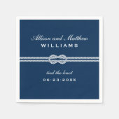 Serviette En Papier Monogramme Mariage nautique bleu marine (Devant)
